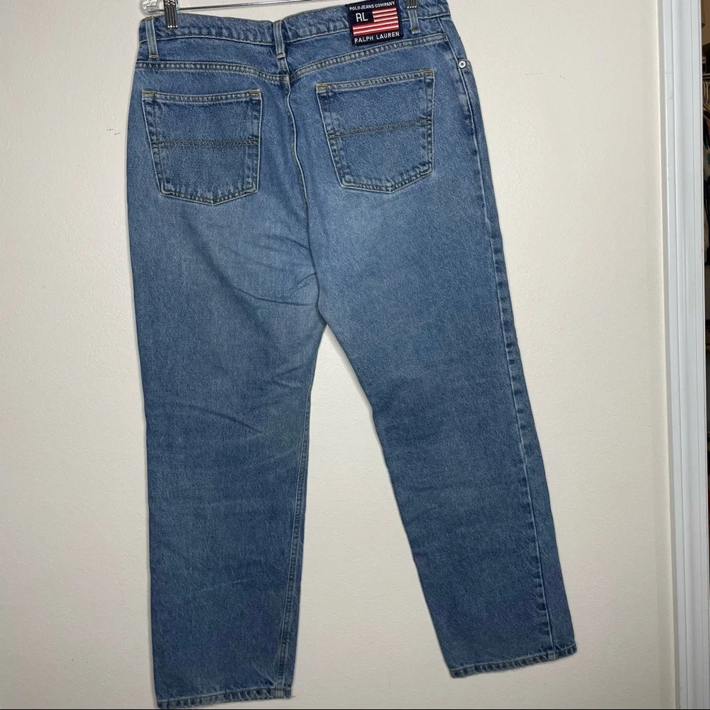 VTG Polo Ralph Lauren Banner Jeans Relaxed Leg Denim Blue Mens Sz 14x31 - Picture 4 of 7